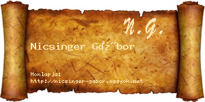 Nicsinger Gábor névjegykártya